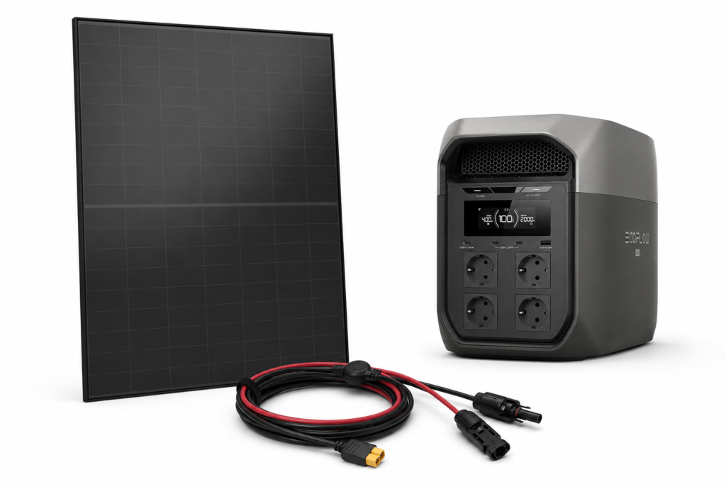 EcoFlow DELTA 3 Max portatīvā elektrostacija ar AIKO 465W saules paneli